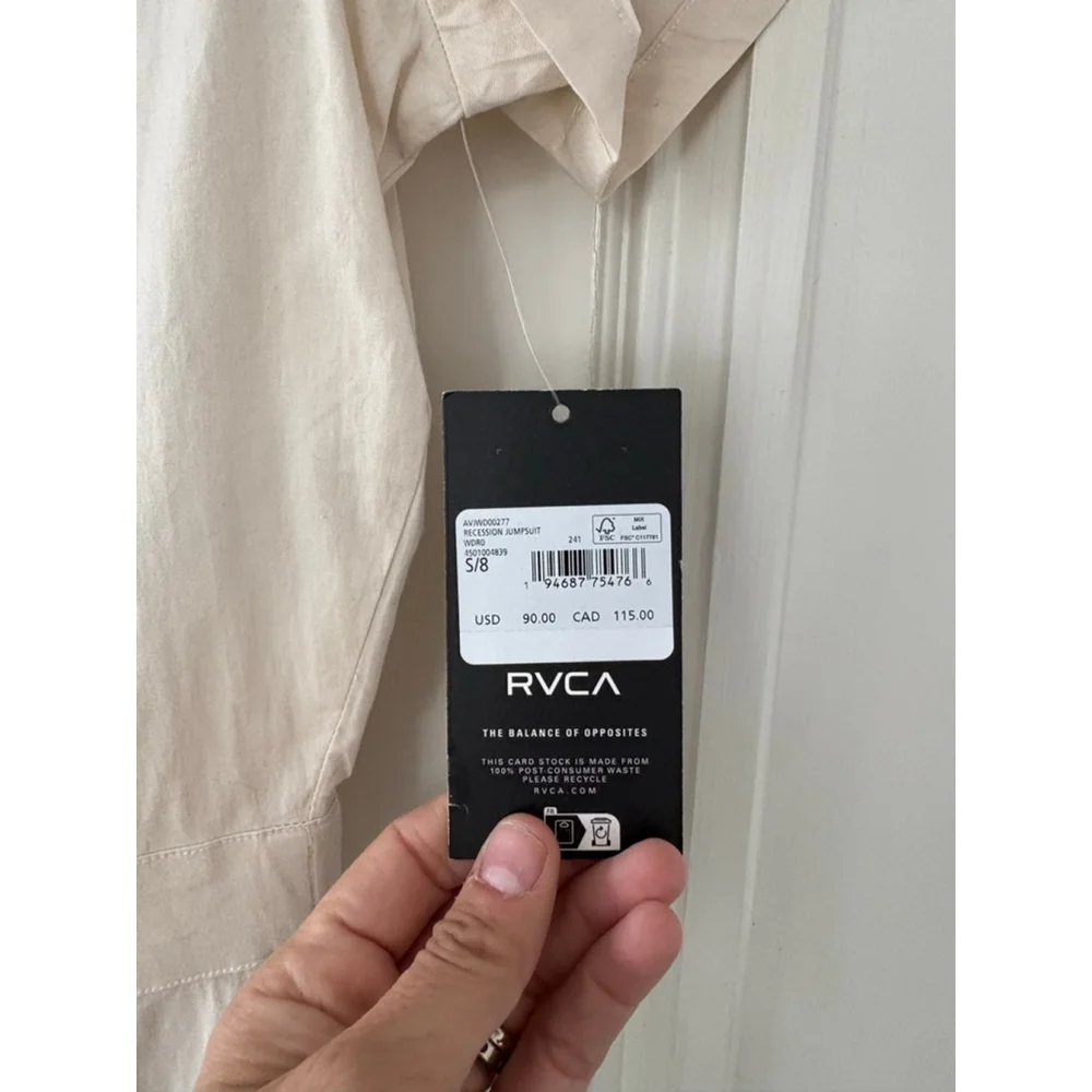 RVCA womens cream/Beige Recession Jumpsuit Size S - Picture 2 of 4